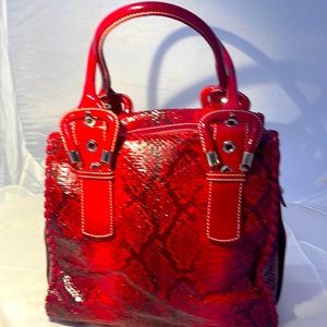 Francesco Biasia  red snakeskin Patent Leather Bag . Stunning shoulder bag .